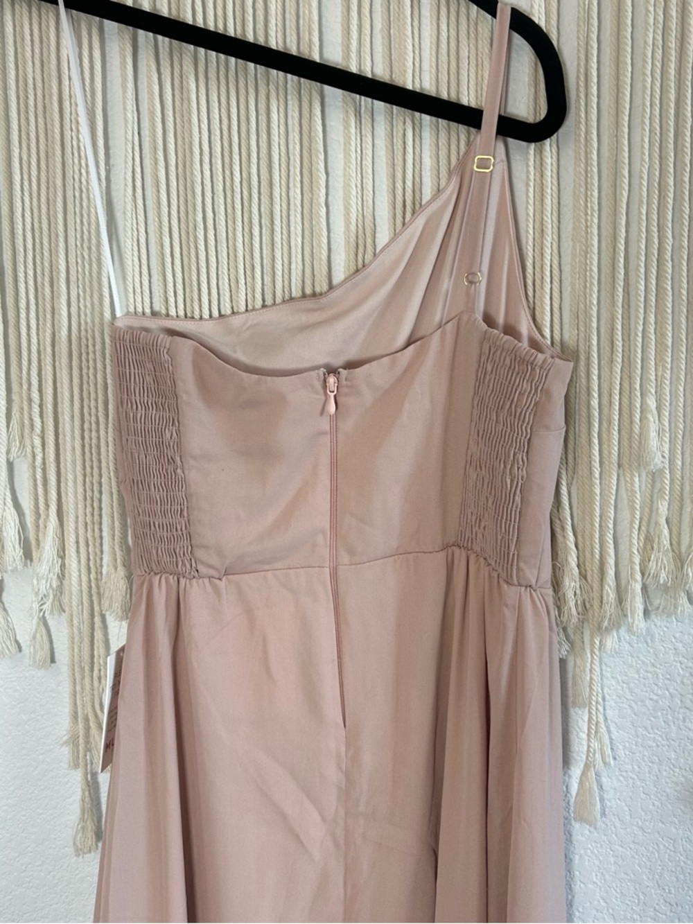 SHOW ME YOUR MUMU Shannon One Shoulder Dress Dusty Blush Crisp Bridesmaid Sz S - Picture 13 of 16